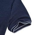 thumbnail image 6 of Men's Vertical Ribbed Polo Shirt Short Sleeve Contrast Piping Trim Stretch Collared Golf Top Casual Business Summer Shirt, XL, 6 of 7