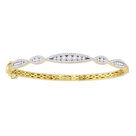 10k Yellow Gold Womens Round Diamond Bangle Bracelet 1.00 Cttw