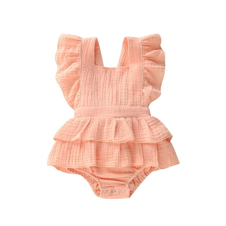 

luethbiezx Toddler Infant Baby Girls Ruffle Romper Bodysuit T-Shirt Jumpsuit