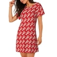 thumbnail image 2 of Easygdp Retro Lobsters Camisón de manga corta para mujer, informal, estampado, 2 of 6