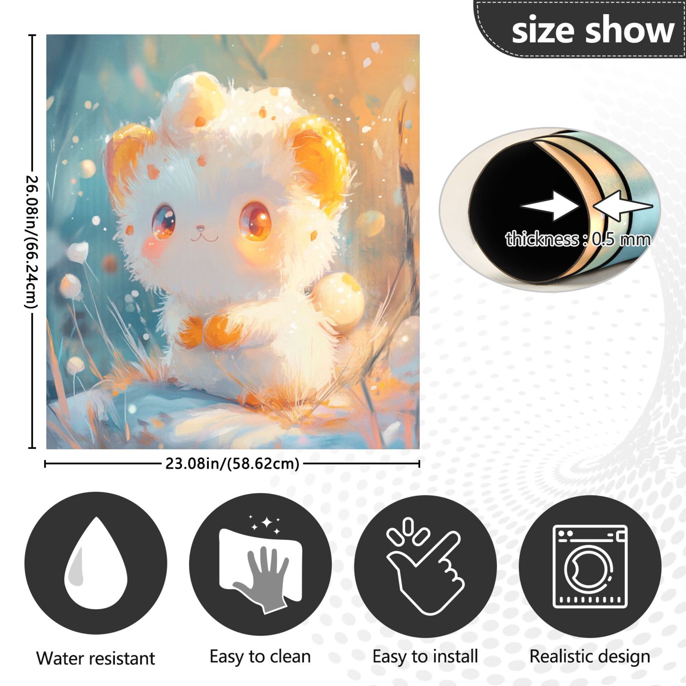 Dishwasher Magnetic Sticker 23x26 Inch Refrigerator Magnetic Sticker Washing Machine Magnetic Sticker Kitchen Panel Magnetic Sticker Home Decor Lovely Cartoon Orange Cat