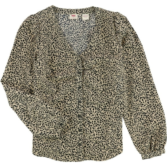 Levi's Womens Zenda Animal Print Tunic Blouse, Beige, X-Small