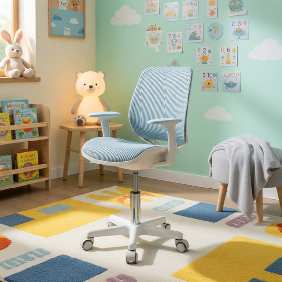 Resenkos Swivel Mesh Children Computer Chair with Adjustable Height-Blue, Kids Chairs for Kids