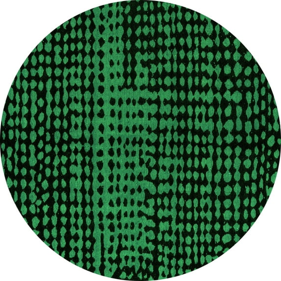 Ahgly Company Indoor Round Abstract Green Modern Area Rugs, 4' Round