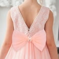 thumbnail image 7 of Girls Dress Pink Floral Lace Pearl V-back Bow Hi-lo Party Wedding Formal 10 Years, 7 of 7