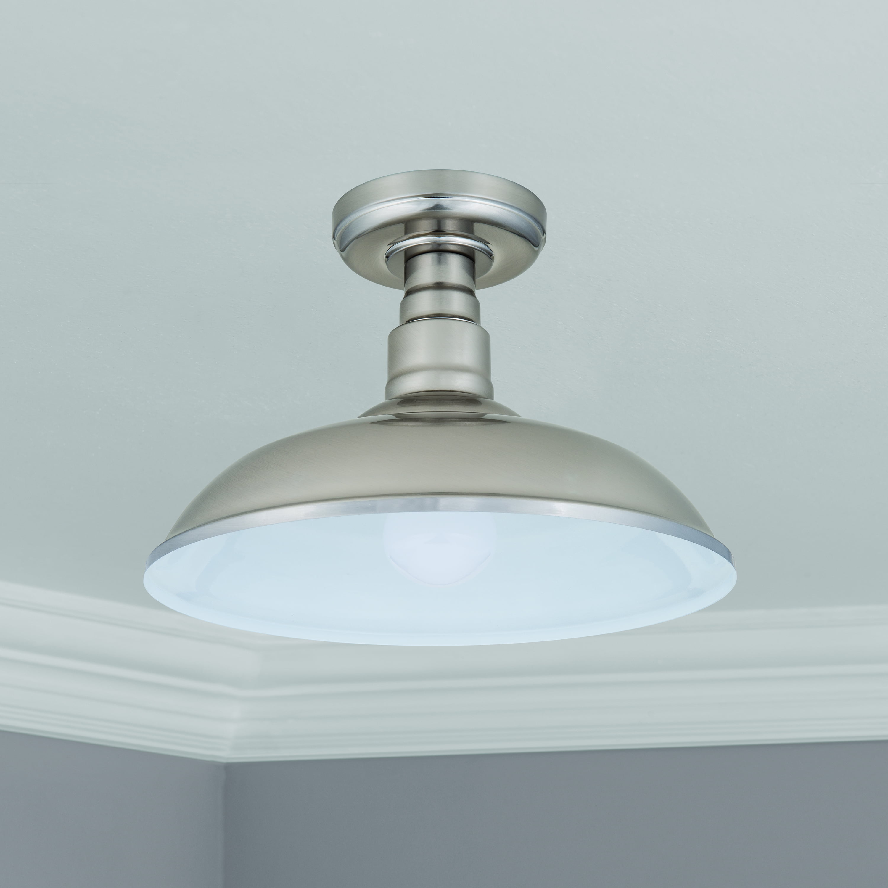 Better Homes & Gardens 12" Farmhouse Semi-Flush Ceiling Light, Satin Nickel, ST19 LED Bulb Included