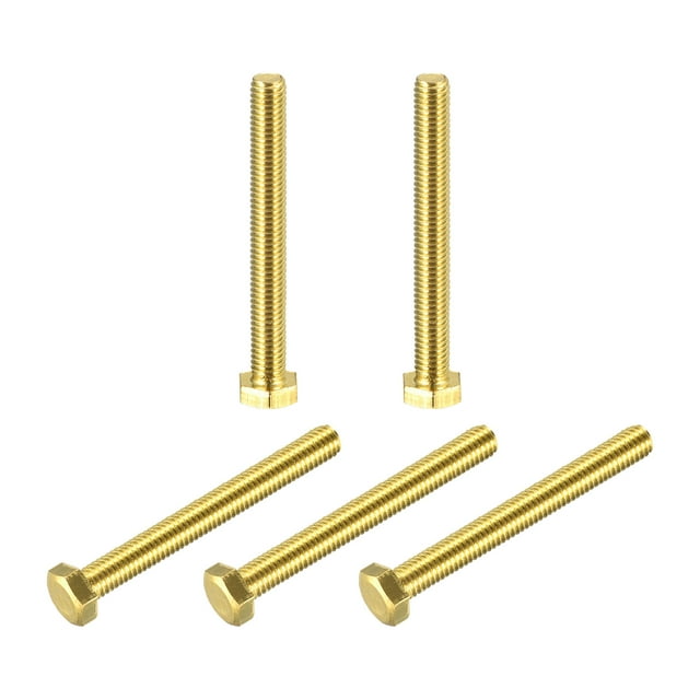 Unique Bargains Brass Hex Bolts, M5x45mm 5 Pack Fully Thread Grade 4.8 Machine Screws
