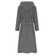 thumbnail image 7 of Fleece Hooded Robes for Women Solid Color Bathrobes Contrast Belt Hoody Soft Nightgown Short Above Knee Pajamas Loungewears with Pockets (Includes Belt), 7 of 7