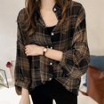 thumbnail image 2 of KOOYET Spring Plaid Shirts Women Batwing Sleeve Chiffon Blouses Casual Chemise Femme Plus Size M-4XL, 2 of 5