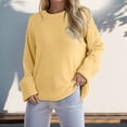 thumbnail image 2 of PMVFHDE Women Oversized Sweater Crewneck Long Sleeve Oversized Fuzzy Knit&nbsp;Cozy Sweaters For Women&nbsp;Warm Pullover Top Yellow,L, 2 of 5