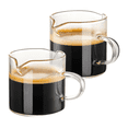 thumbnail image 1 of Espresso Cups Set of 2, 4 OZ Double Spouts Cups, Espresso Shot Glasses, Milk Cup with Handle, Clear Glass, Espresso, 1 of 8