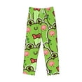 thumbnail image 6 of Uemuo Cute Green Frog Pattern Men's Wide Leg Palazzo Lounge Pants with Pockets Light Weight Loose Comfy Casual Pajama Pants-Small, 6 of 9