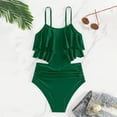 thumbnail image 4 of YDFCWXW Girls Swimsuit 2 Piece Bikini Set Tiered Ruffled Bathing Suit Adjustable Straps Girls' Swimwear (Green, 12-13 Years), 4 of 5