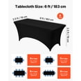 thumbnail image 4 of VEVOR 6 Pack Table Cloth for 6FT Rectangular Fitted Events, Wrinkle-Resistant Stretch Black Table Covers, Washable Spandex Tablecloth Protector, for Party, Wedding, Cocktail, Banquet, Festival, 4 of 9