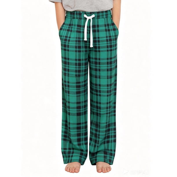 Pantalones de Pijama para Niños PATPAT a Cuadros con Cintura Elástica Suave 9-10 Años
