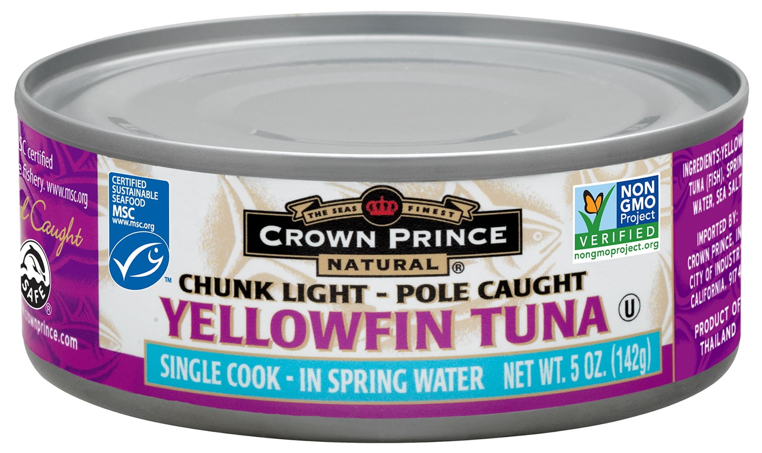 (4 pack) Crown Prince Natural Chunk Light Yellowfin Tuna In Spring Water, 5 oz
