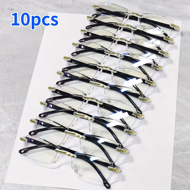 10 Pack Blue Light Blocking Reading Glasses for Men Women, Rectangular Readers with Magnification +1.0 to +4.0, Computer Eyeglasses for Phone, Books and Digital Screen Use