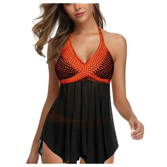 Tankini Swimsuit for Women Two Piece Tummy Control Bathing Suits Tankini Top with Sporty