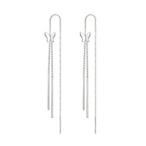 HHBEAUTY New Fashion Long Tassel Butterfly Drop Earrings, Silver Color Hanging Women Jewelry, Butterfly Drop Dangle Earrings Fairy Earrings for Women