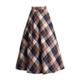 thumbnail image 5 of CAIXIA Long Plaid Skirts for Women High Waist A Line Pleated Fall Maxi Skirts, 5 of 5