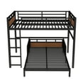 thumbnail image 6 of Bed Frame Full over Full Metal Bunk Bed/Metal Loft Bed,Separable Bunk Beds,with raised security fence,Walnut Color,Platform Bed Frame, 6 of 17