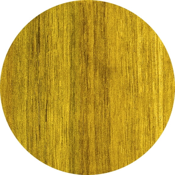 Ahgly Company Indoor Round Abstract Yellow Contemporary Area Rugs, 6' Round