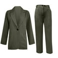 thumbnail image 5 of Blazer Sets Women 2 Piece Outfits Plus Size Women Business Casual Sets Dressy Blazer Jackets Straight Leg Pants Suits Army Green XL, 5 of 8