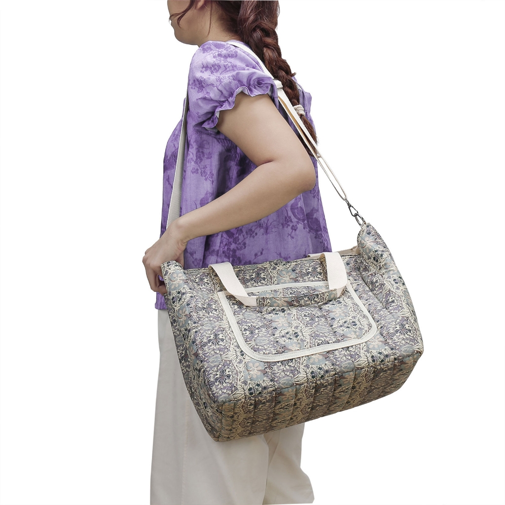 Jesscasday Mom Bag with Flower Pattern Large Capacity Women Diaper Bag Shoulder Bag Handbag Multiple Compartment Splashproof Bag