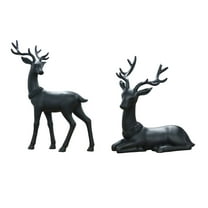 2 PACK Gold Reindeer Christmas Decor Resin Couple Xmas Reindeer Figurines Modern Decorative Christmas Tabletop Ornaments for Mantel Fireplace Living Room Bedroom Home Decor