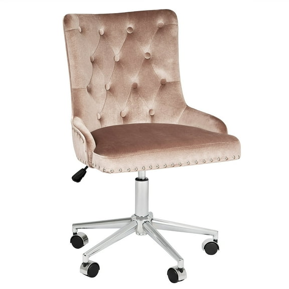Impressions Vanity Raven Tufted 360 Degrees Swivel Vanity Chair with Armless Cushion Seat (Pink)