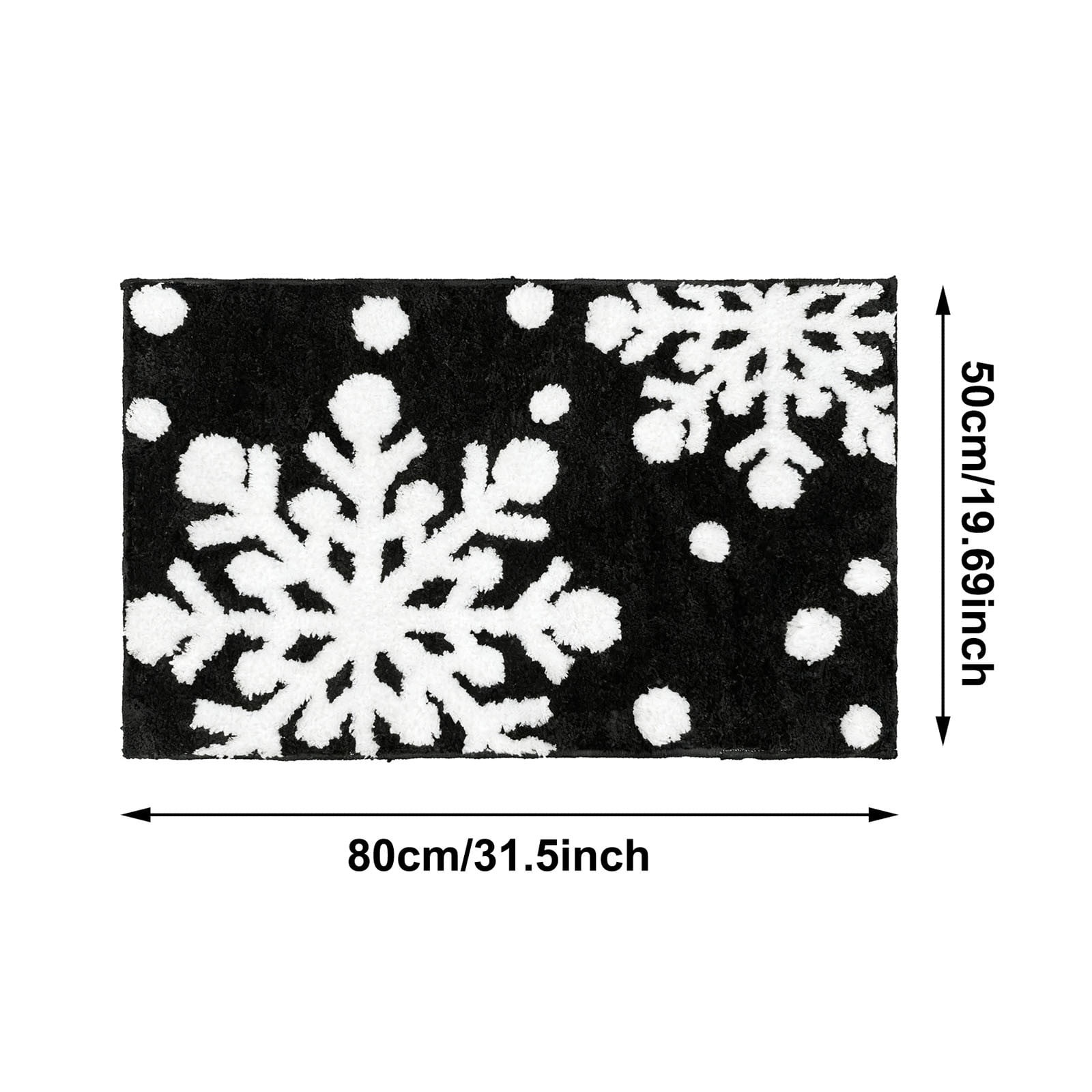 Christmas Snowflake Bath Mat, Soft Absorbent Bath Rug with Non- Back, Plush Winter Bathroom Carpet for Shower Tub Sink Floor Decor