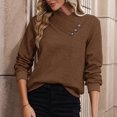 thumbnail image 2 of ABATAB Women's Button Ruched V Neck Tops Casual Long Sleeve Blouse Loose Fit Solid Color Pullover Sweatshirts Ladies Fashion(Small,Brown), 2 of 5