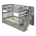 thumbnail image 4 of Bunk Beds Full over Full with Shelves and 6 Storage Drawers Solid Wood Full Bunk Beds with Drawers and Stairway Full Length Guardrail, No Box Spring Needed, 4 of 7