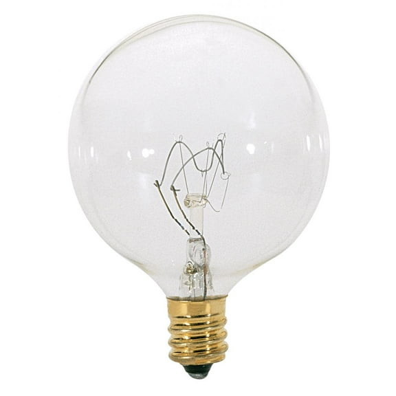Satco S3726 G16.5 Incandescent Globe Light Bulbs 15W 120V 2700K 114L E12 Candelabra Base Dimmable (10 Light Bulbs)