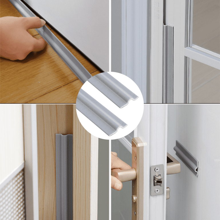 Weather Stripping Door Seal Strip,Self-Adhesive Rubber Soundproof Door Weatherstripping for Door Frame Window Insulation Large Gap, Gray