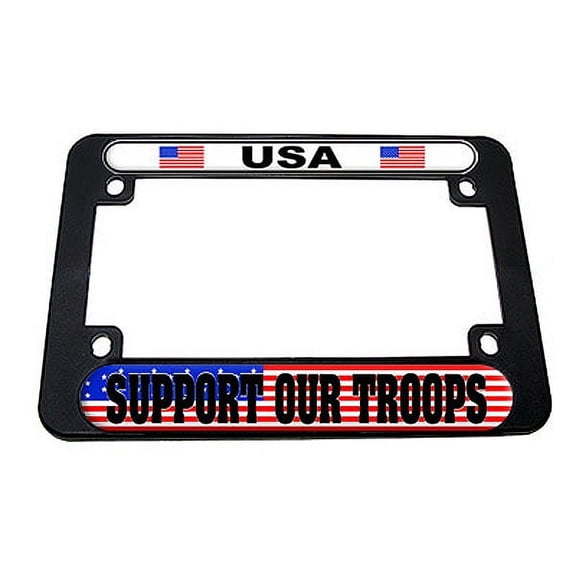 USA Flag - United States - Country Support Our Troops Motorcycle License Plate Frame