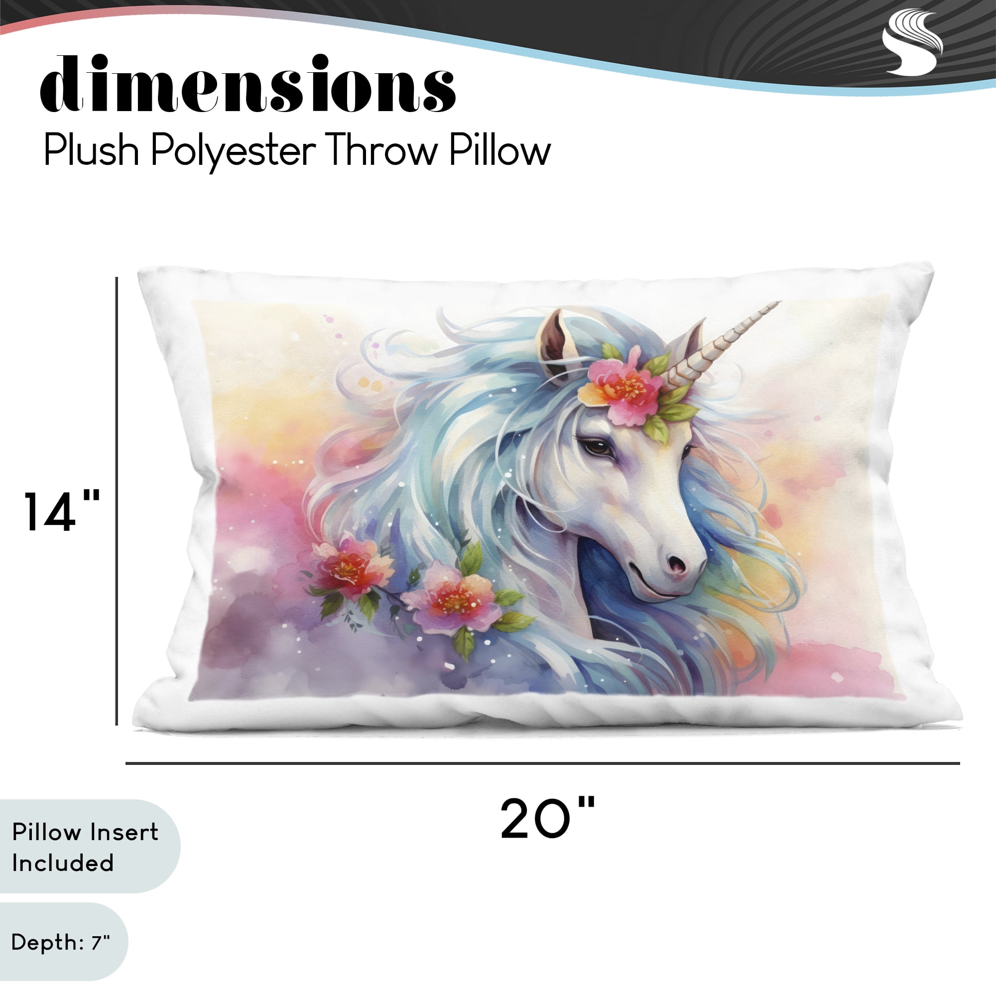 Stupell Industries Magical Unicorn with Blossoms Decorative Printed Throw Pillow, design by Creative Studio