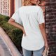 thumbnail image 4 of Camisas de Manga Corta para las Mujeres Casual Color Sólido Cuello Redondo Blusa, Poliéster Ligero Primavera Y Verano Superior, 4 of 8