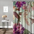 thumbnail image 2 of Orinice Bird Shower Curtain, Floral Bird Shower Curtain, Leaf Shower Curtain Waterproof Polyester Fabric Shower Curtain Set with 12 Hooks Bathroom Decor, 72x72 Inches (02) 36x72, 2 of 7