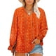 thumbnail image 1 of Blusa Eytino para mujer, talla grande, de chifón floral, cuello en V, roja 4X, 1 of 9