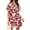 Red, variant on Short Sleeve Women Floral Print Loose Fit Lapel V-neck Casual Mini Dress