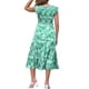 thumbnail image 3 of INSPIRE CHIC Vestido Midi de Playa para Mujeres de Verano con Estampado, Cuello en V, Cintura Elástica, Mangas con Volantes, Color Verde, 3 of 6