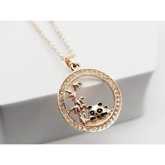 Panda trendy necklace- Handmade necklace Rose Gold Tone