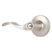 Brinks Keyed Entry Modern Wave Style Lever Doorknob with Pro-Guard, Satin Nickel Finish