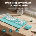 thumbnail image 5 of Wireless Keyboard and Mouse Combo, Retro Round Keycaps, Full Size with Detachable Wrist Rest, 2.4G for PC Mac Windows, Dark Blue, 5 of 9