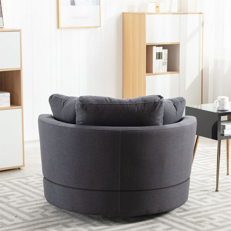 Modern Accent Chair Swivel Armchair, Round Fabric Barrel Chairs Single Sofa  Lounge Chair with Small Pillow for Living Room - Bed Bath & Beyond -  37833470