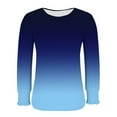 thumbnail image 4 of Htigea Women's Crew Neck T Shirts Casual Long Sleeve with Smocked Cuffs Gradient Color Pullover Tunic Tops Blue S, 4 of 6