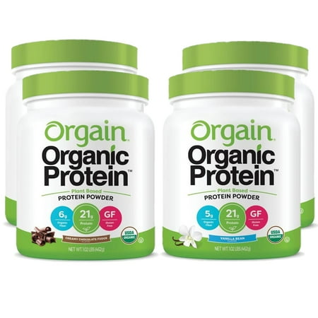 Orgain - Organic Vegan, Non-GMO Plant Based Protein Powder - Creamy Chocolate Fudge (2.04 LB) + Protein Powder - Sweet Vanilla Bean (2.04 LB)