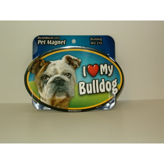 I Love My Bulldog Oval Magnet