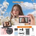 thumbnail image 3 of 4K 75MP Digital Camera for Photography and Vlogging, Autofocus, 3" 180° Flip Screen, WiFi, 18X Zoom, 32GB Card, Tripod, Pink, 3 of 10
